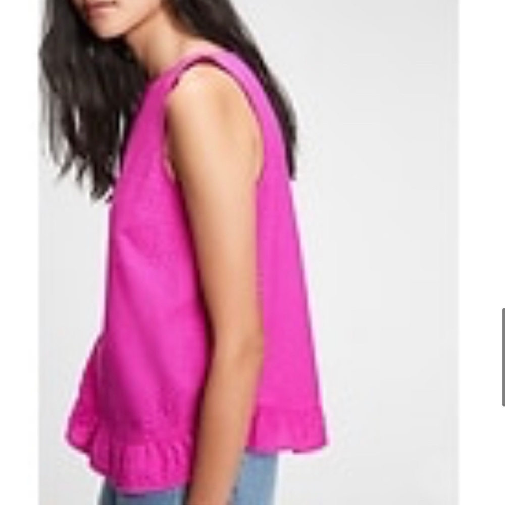 Gap sleeveless ruffle hem top pink- magenta